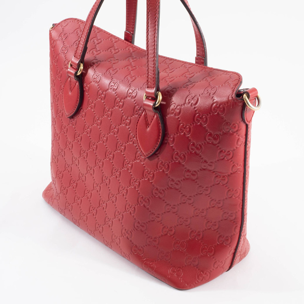 GUCCI Authentic Red Leather Tote Bag - Picture 8 of 16